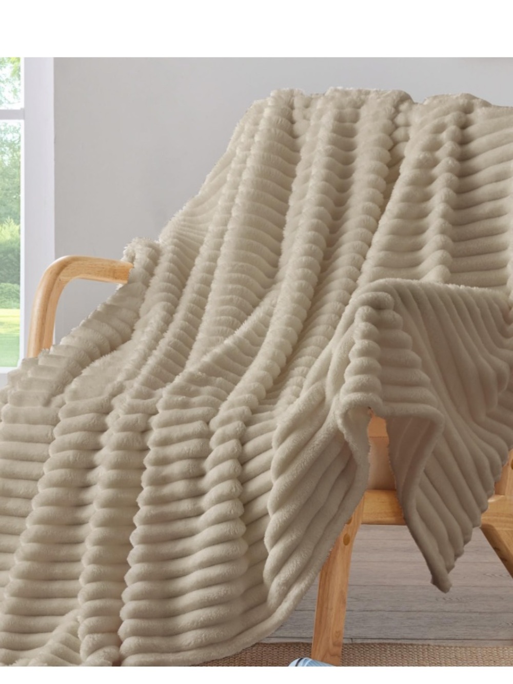 Ribbed Fleece Throw Blanket 50x60”